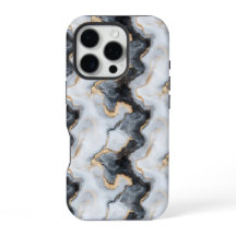 Zwart Goud en Wit Marmer Effect iPhone Case