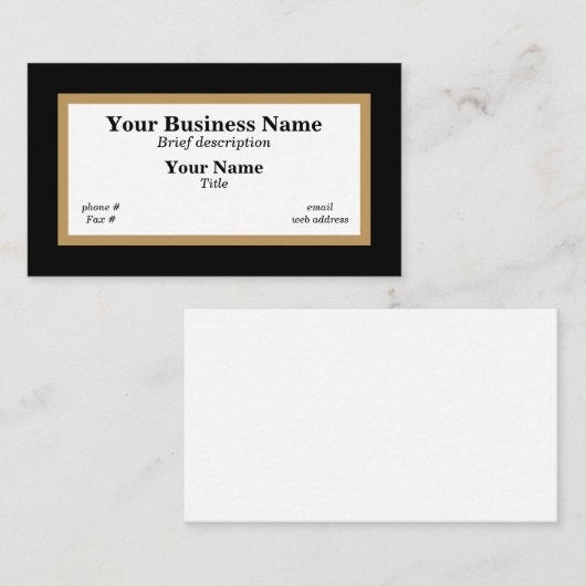 Zwart Goud en Wit Minimalistisch Generiek Visitekaartje (Voorkant / Achterkant)