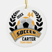 Zwart, Goud en Wit Personaliseer Voetbal ⚽ Keramisch Ornament (Voorkant)