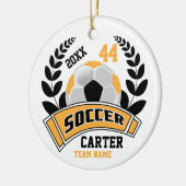 Zwart, Goud en Wit Personaliseer Voetbal ⚽ Keramisch Ornament (Links)