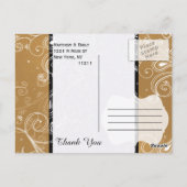 Zwart, Goud en Wit Swirly Design Briefkaart (Achterkant)