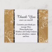 Zwart, Goud en Wit Swirly Design Briefkaart (Voorkant)