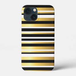 Zwart, Goud en Wit Vintage Strepen Case-Mate iPhone Case