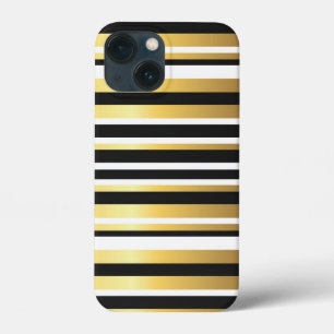 Zwart, Goud en Wit Vintage Strepen Case-Mate iPhone Case