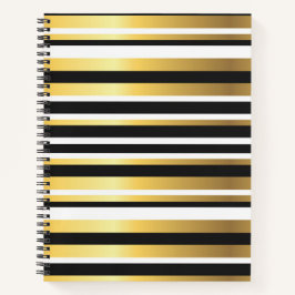 Zwart, Goud en Wit Vintage Strepen Notitieboek