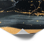 Zwart, goud en wit vloeibaar abstract poster (Hoek)
