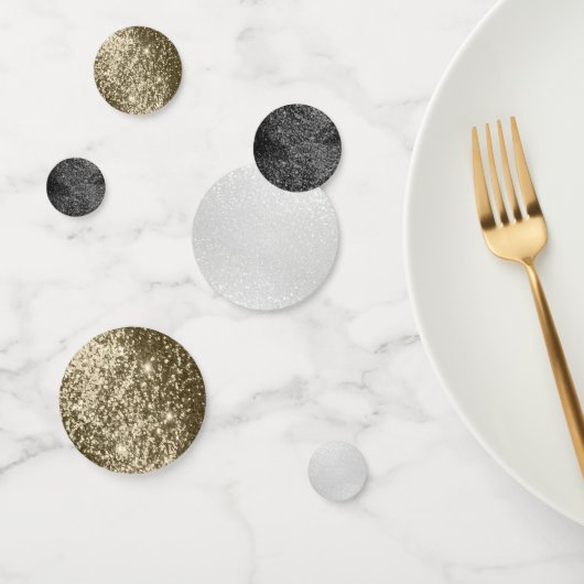 Zwart, goud en witte glitter confetti (Groep)