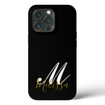 Zwart goud- en witte monogram naam