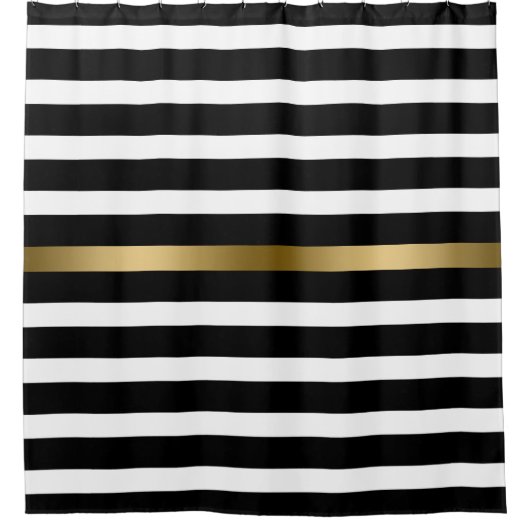 zwart goud en witte strepen douchegordijn (Voorkant)