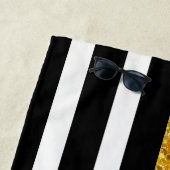 Zwart goud en witte strepen strandlaken (In situ)