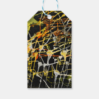 Zwart Goud en Zilver Abstract Spatten Cadeaulabel