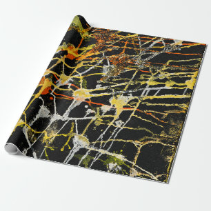 Zwart Goud en Zilver Abstract Spatten Cadeaupapier