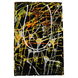 Zwart Goud en Zilver Abstract Spatten Medium Cadeauzakje