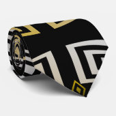 Zwart Goud en Zilveren manchet Patroon Stropdas (Opgerold)
