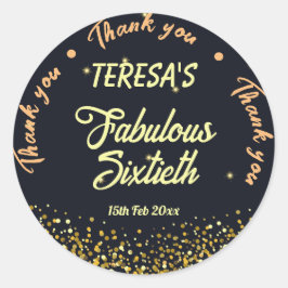 Zwart, goud en zwart geweldig 60ste verjaardag ronde sticker