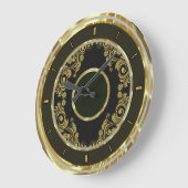 Zwart goud- en zwemblaire wandklok (Hoek)