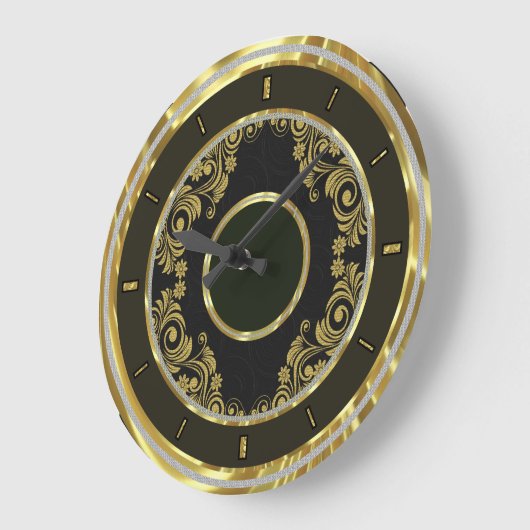 Zwart goud- en zwemblaire wandklok (Hoek)