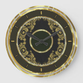 Zwart goud- en zwemblaire wandklok (Voorkant)