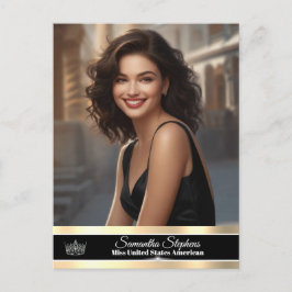 Zwart & Goud Enkelzijdige Pageant Promo Briefkaart