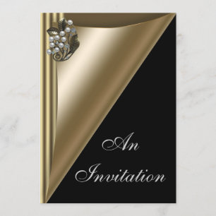 Zwart & Goud Evenement Feest Uitnodiging Template