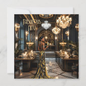 Zwart Goud Fabulous Art Deco Room Etnische vrouw Kaart (Voorkant)