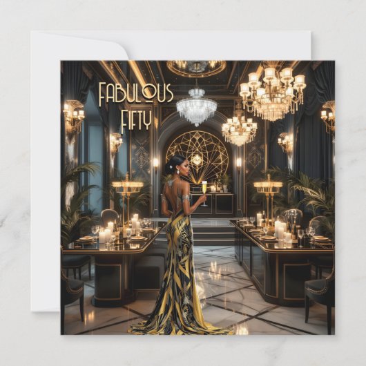 Zwart Goud Fabulous Art Deco Room Etnische vrouw Kaart (Voorkant)