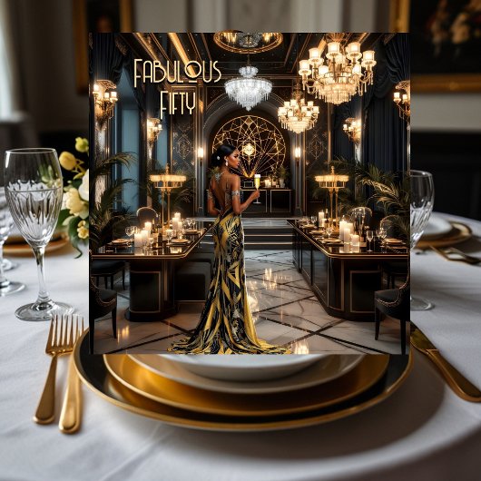 Zwart Goud Fabulous Art Deco Room Etnische vrouw Kaart