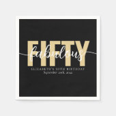 Zwart Goud Fabulous Vijftig Verjaardagsfeest Servet (Voorkant)