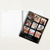Zwart goud familie fotocollage 2026 planner (Display)