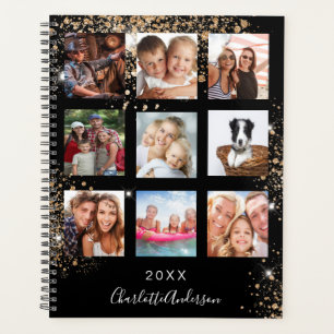 Zwart goud familie fotocollage 2026 planner