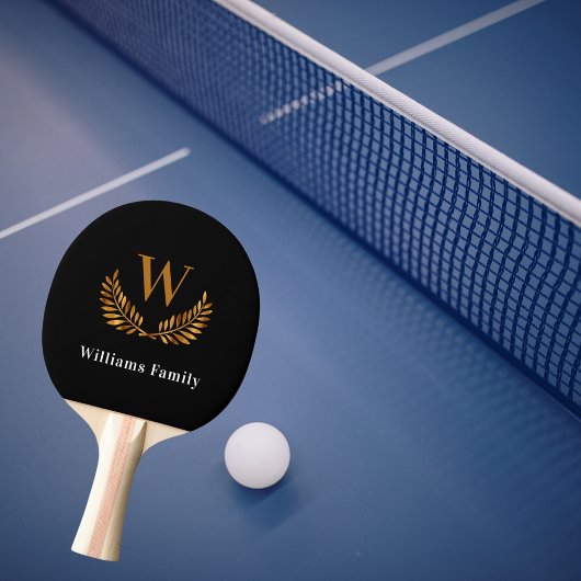 Zwart goud Familienaam naam laurel wreate Tafeltennisbatje