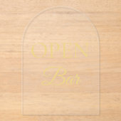 Zwart & Goud Faux Folie Arch Acryl Open Bar Teken Acryl Uitnodigingen (Voorkant)