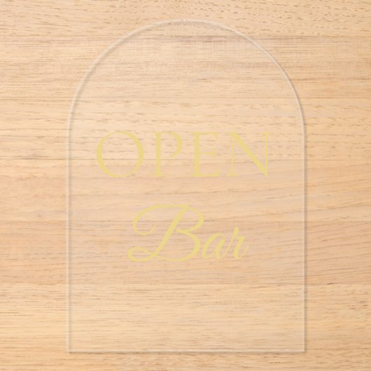 Zwart & Goud Faux Folie Arch Acryl Open Bar Teken Acryl Uitnodigingen (Voorkant)