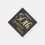 Zwart Goud Faux Folie Custom Elegant 50ste Verjaar Servet (Hoek)