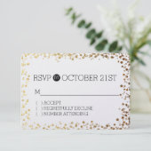 Zwart Goud Faux Glitter Bokeh RSVP (Staand voorkant)