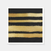 Zwart goud faux leaf moderne penseelstreken servetten (Voorkant)