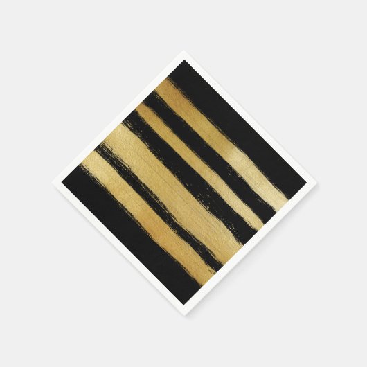 Zwart goud faux leaf moderne penseelstreken servetten (Hoek)