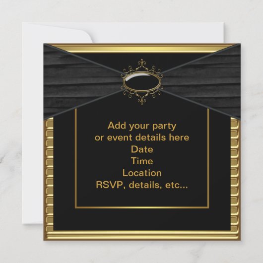 Zwart Goud Feest Kaart (Achterkant)