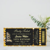 Zwart & Goud Feest Ticket Kaart (Staand voorkant)