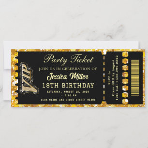 Zwart & Goud Feest Ticket Kaart