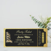 Zwart & Goud Feestticket Kaart (Staand voorkant)