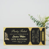 Zwart & Goud Feestticket Kaart (Staand voorkant)