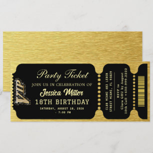 Zwart & Goud Feestticket Kaart
