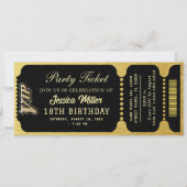 Zwart & Goud Feestticket Kaart (Voorkant)