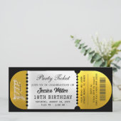 Zwart & Goud Feestticket Kaart (Staand voorkant)
