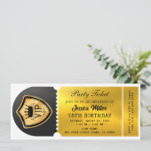 Zwart & Goud Feestticket Kaart (Staand voorkant)