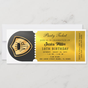 Zwart & Goud Feestticket Kaart