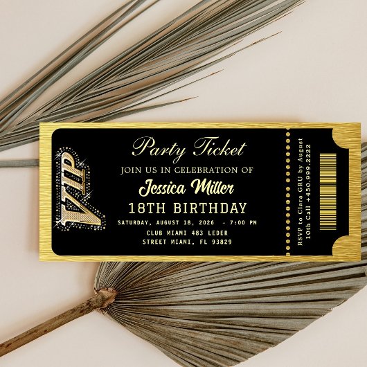 Zwart & Goud Feestticket Kaart