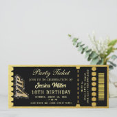 Zwart & Goud Feestticket Kaart (Staand voorkant)