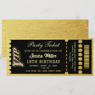 Zwart & Goud Feestticket Kaart